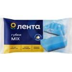 Губки для посуды ЛЕНТА Mix 3D ровные 9х6х3см, 4шт