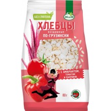 Хлебцы воздушные Di&Di По-грузински, с амарантом, томатом и паприкой, без сахара, без глютена, 80г в магазинах Лента