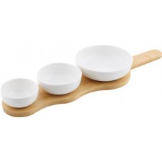Набор круглых соусников HOMECLUB на подставке, 38х11,5х4,2см, бамбук, фарфор, Арт. OS-S1 в магазинах Лента