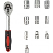 Ключ-трещотка PARK 1/4 + торцевые головки, Арт. 105063 в магазинах Лента