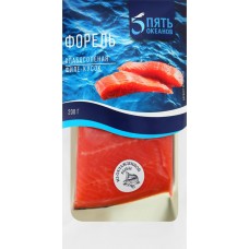 Форель слабосоленая 5 ОКЕАНОВ филе-кусок с кожей, 200г в магазинах Лента