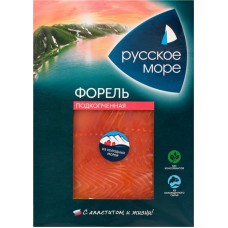 Форель подкопченная РУССКОЕ МОРЕ филе-ломтики, 120г в магазинах Лента