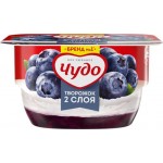 Десерт творожный ЧУДО Творожок взбитый двухслойный Черника 4,2%, без змж, 100г Десерт творожный ЧУДО Творожок взбитый двухслойный Черника 4,2%, без змж, 100г