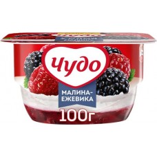 Десерт творожный ЧУДО Творожок взбитый Малина, ежевика двухслойный 4,2%, без змж, 100г