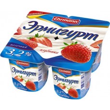 Продукт йогуртный EHRMANN Эрмигурт с клубникой 3,2%, без змж, 100г в магазинах Лента