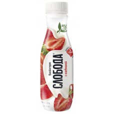 Биойогурт питьевой СЛОБОДА Клубника обогащенный лактобактериями L.casei 2%, без змж, 260г в магазинах Лента
