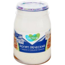 Йогурт LACTICA Греческий с медом и грецким орехом 3% двухслойный, без змж, 190г в магазинах Лента