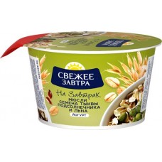 Йогурт СВЕЖЕЕ ЗАВТРА На Завтрак Мюсли, семена тыквы, подсолнечника и льна 6%, без змж, 150г в магазинах Лента