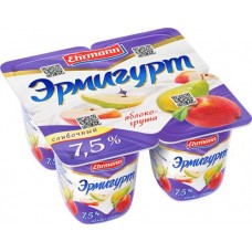 Продукт йогуртный EHRMANN Эрмигурт Экстра с яблоком и грушей 7,5%, без змж, 100г в магазинах Лента