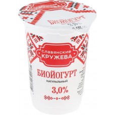 Биойогурт питьевой СЛАВЯНСКИЕ КРУЖЕВА Натуральный 3%, без змж, 175г в магазинах Лента