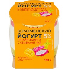 Йогурт КОЛОМЕНСКИЙ Питайя, манго, чиа 5%, без змж, 170г в магазинах Лента