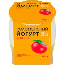 Йогурт КОЛОМЕНСКИЙ Манго 5%, без змж, 170г в магазинах Лента