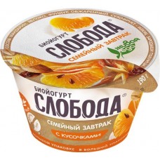 Йогурт СЛОБОДА мюсли с яблоком, мандарином и орехами 5%, без змж, 190г в магазинах Лента
