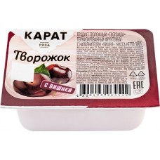 Продукт творожный КАРАТ Творожок фруктовый с наполнителем Вишня 9%, без змж, 100г в магазинах Лента