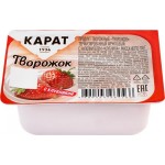 Продукт творожный КАРАТ Творожок фруктовый с наполнителем Клубника 9%, без змж, 100г