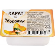 Продукт творожный КАРАТ Творожок фруктовый с наполнителем Персик 9%, без змж, 100г в магазинах Лента