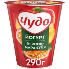 Йогурт ЧУДО Персик, маракуя 2%, без змж, 290г в магазинах Лента