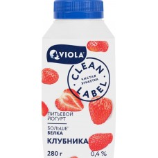 Йогурт питьевой VIOLA Clean Label с клубникой 0,4%, без змж, 280г в магазинах Лента