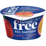 Йогурт VIOLA FREE безлактозный с наполнителем Клубника, маракуйя 2,7%, без змж, 180г