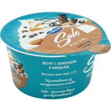 Йогурт SOLO Шоколад и миндаль 4,2%, без змж, 130г в магазинах Лента