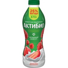 Биойогурт питьевой АКТИБИО Клубника, земляника 1,5%, без змж, 870г в магазинах Лента