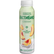 Биойогурт питьевой АКТИБИО Яблоко, персик без сахара 1,5%, без змж, 260г в магазинах Лента