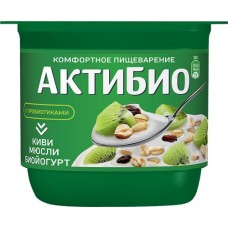 Биойогурт АКТИБИО Киви, мюсли 3%, без змж, 130г в магазинах Лента