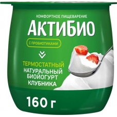 Биойогурт термостатный АКТИБИО Клубника 1,7%, без змж, 160г в магазинах Лента