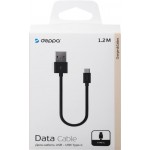 Дата-кабель DEPPA USB-A – USB-C, USB 2.0, 2.4A, 1,2м, черный