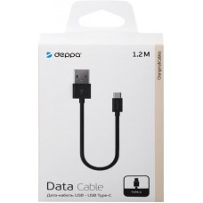 Дата-кабель DEPPA USB-A – USB-C, USB 2.0, 2.4A, 1,2м, черный в магазинах Лента