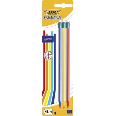 Набор чернографитовых карандашей BIC Evolution Stripes, с ластиком в магазинах Лента