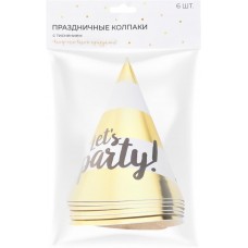 Колпаки праздничные Party 16см, с тиснением Арт. КЛПМ, 6шт в магазинах Лента