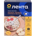 Каша овсяная ЛЕНТА Ассорти, с абрикосом, с малиной, с клюквой и яблоком, 6x40г