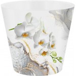 Горшок для цветов с дренажной вставкой INGREEN London Orchid Deco 1,6л d=16см, дизайн белая орхидея, Арт. IG619610519