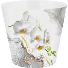 Горшок для цветов с дренажной вставкой INGREEN London Orchid Deco 1,6л d=16см, дизайн белая орхидея, Арт. IG619610519 в магазинах Лента