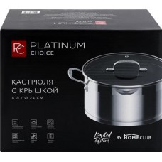 Кастрюля с крышкой PLATINUM CHOICE BY HOMECLUB, с крышкой, нержавеющая сталь, 6л в магазинах Лента