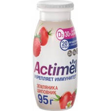 Напиток кисломолочный ACTIMEL Земляника, шиповник с цинком, обогащенный 1,5%, без змж, 95г в магазинах Лента