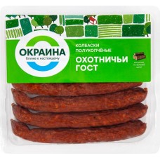 Колбаски полукопченые ОКРАИНА Охотничьи, категория В, 320г в магазинах Лента
