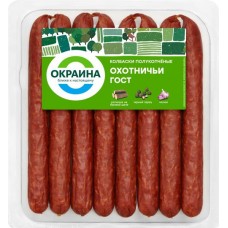 Колбаски полукопченые ОКРАИНА Охотничьи, категория В, 320г в магазинах Лента