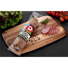 Колбаса сырокопченая ДЫМОВ Сервелат Бельгийский в обсыпке полусухая, весовая в магазинах Лента