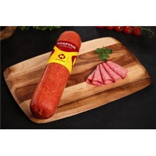 Колбаса копчено-вареная ОСТАНКИНО Сервелат Коньячный, весовая в магазинах Лента