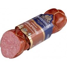 Колбаса копчено-вареная БАХРУШИНЪ Сервелат Коньячный, высший сорт, весовая в магазинах Лента