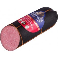 Колбаса копчено-вареная БАХРУШИНЪ Сервелат, весовая в магазинах Лента