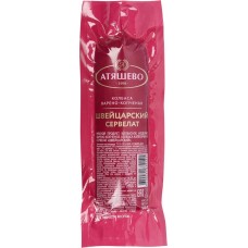 Колбаса копчено-вареная АТЯШЕВО Сервелат Швейцарский, 300г в магазинах Лента