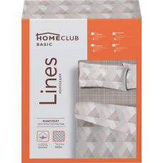 Комплект постельного белья Евро HOMECLUB Lines, бязь, Арт. 502036 в магазинах Лента
