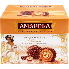Конфеты вафельные АМАПОЛА Фундук и какао с какао-бобами глазированные, 100г в магазинах Лента