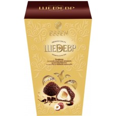 Конфеты ШЕДЕВР со сливочной начинкой, целым фундуком и темным шоколадом, 145г в магазинах Лента