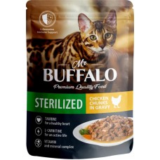 Корм влажный для кошек MR.BUFFALO Sterilized Цыпленок в соусе, для стерилизованных, 85г в магазинах Лента