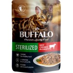 Корм влажный для кошек MR.BUFFALO Sterilized Говядина в соусе, для стерилизованных, 85г