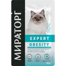 Корм консервированный для взрослых кошек МИРАТОРГ Бережная забота об оптимальном весе, при избыточном весе и ожирении, 80г в магазинах Лента